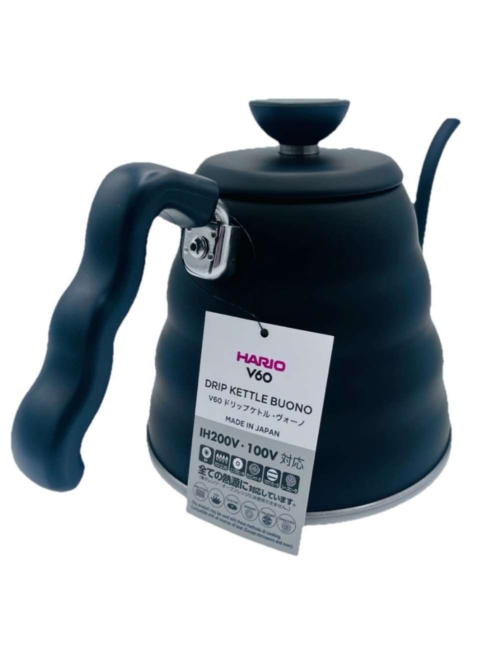 Hario V60 Drip Kettle, Gooseneck Coffee Kettle 1.2L, Stainless Steel Matte Black